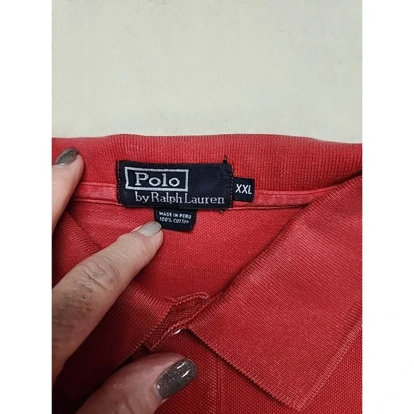 Ralph Lauren Polo shirt Men's XXL Red With Navy Pony - Picture 2 of 6